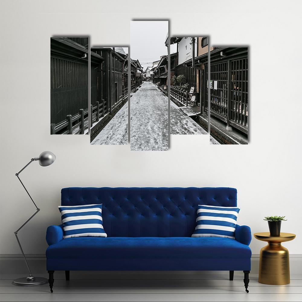 Snow Fall Winter In Old Town Takayama Gifu Prefecture Japan Canvas Wall Art-5 Pop-Gallery Wrap-47" x 32"-Tiaracle