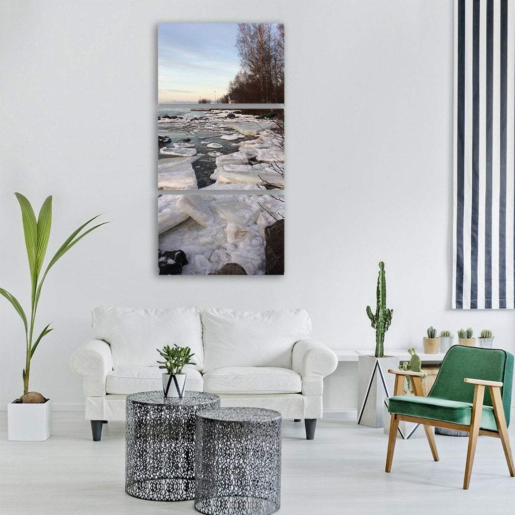 Snow Ice Movement Vertical Canvas Wall Art-3 Vertical-Gallery Wrap-12" x 25"-Tiaracle