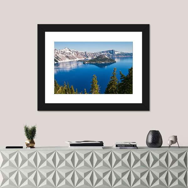 Snow In Summer On Crater Lake Canvas Wall Art-1 Piece-Framed Print-20" x 16"-Tiaracle