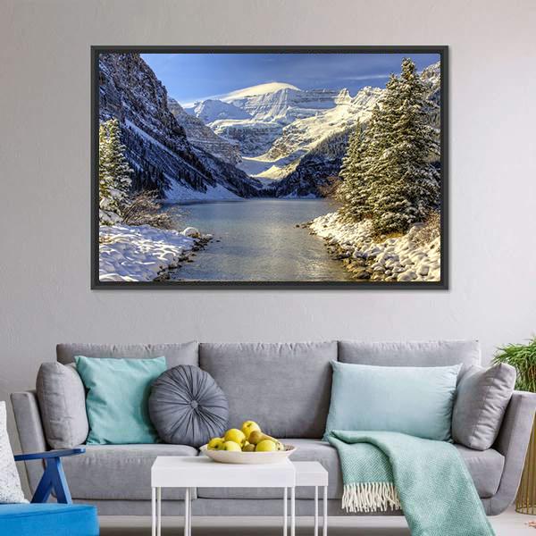 Snow On Lake Louise Canvas Wall Art-5 Horizontal-Gallery Wrap-22" x 12"-Tiaracle
