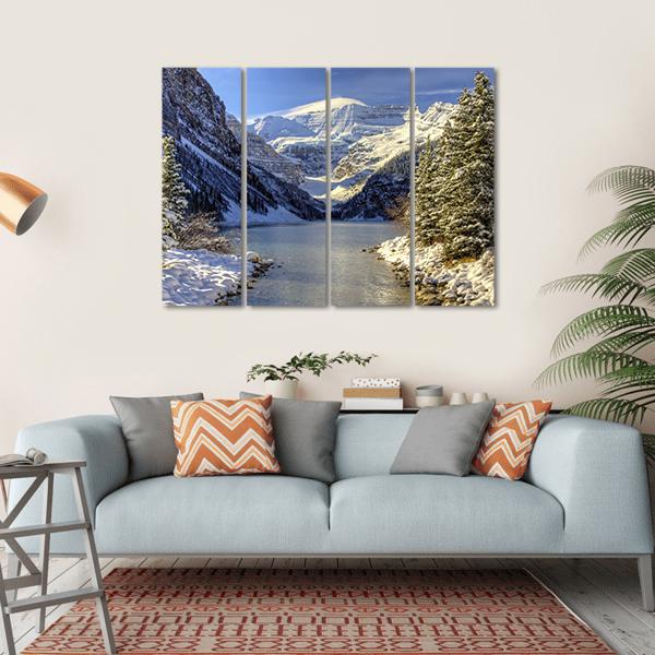 Snow On Lake Louise Canvas Wall Art-4 Horizontal-Gallery Wrap-34" x 24"-Tiaracle