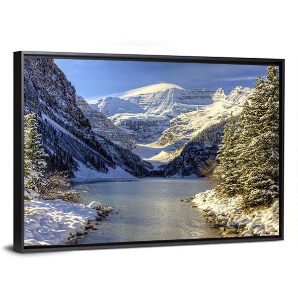 Snow On Lake Louise Canvas Wall Art-3 Horizontal-Gallery Wrap-25" x 16"-Tiaracle