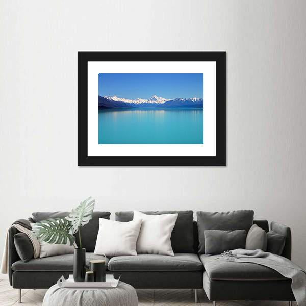 Snow Peaks Reflecting In The Lake Canvas Wall Art-3 Horizontal-Gallery Wrap-25" x 16"-Tiaracle