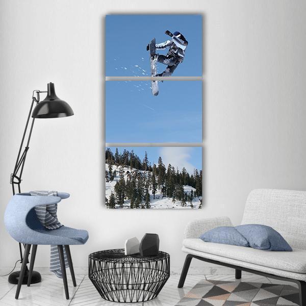 Snowboarder High Jump Vertical Canvas Wall Art-3 Vertical-Gallery Wrap-12" x 25"-Tiaracle