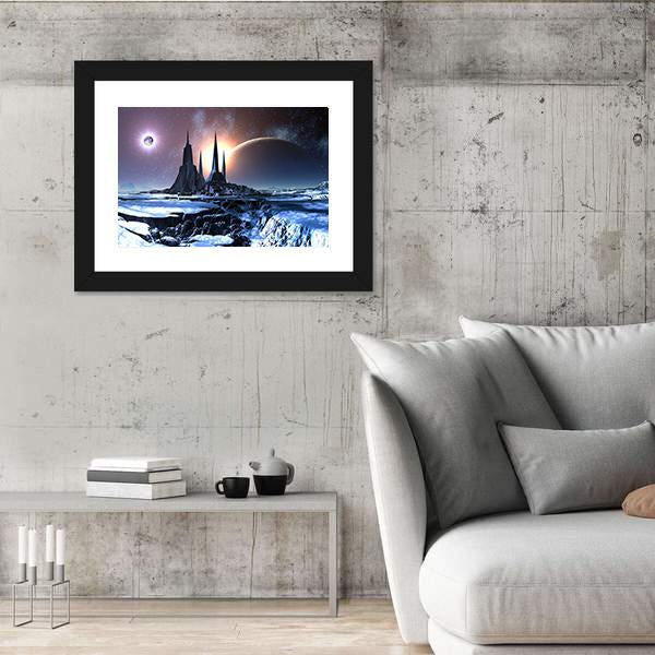 Snowy Alien Planet Canvas Wall Art-3 Horizontal-Gallery Wrap-25" x 16"-Tiaracle