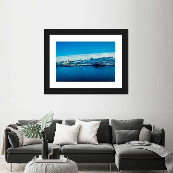 Snowy Mountains Peeking Out Behind Bodo Canvas Wall Art-3 Horizontal-Gallery Wrap-25" x 16"-Tiaracle