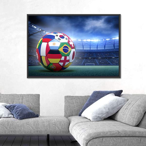 Soccer Ball In The Stadium Canvas Wall Art-3 Horizontal-Gallery Wrap-25" x 16"-Tiaracle