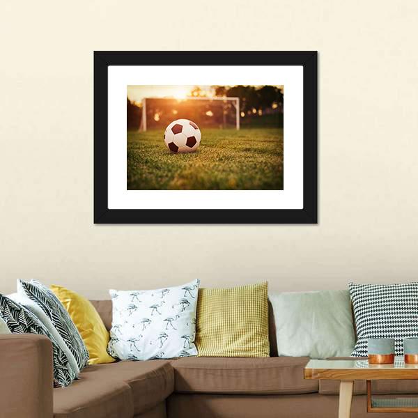 Soccer In Sunset Canvas Wall Art-3 Horizontal-Gallery Wrap-25" x 16"-Tiaracle