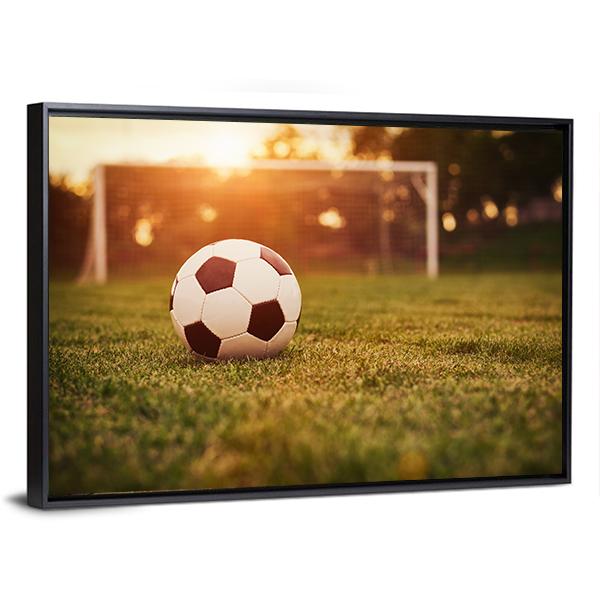Soccer In Sunset Canvas Wall Art-3 Horizontal-Gallery Wrap-25" x 16"-Tiaracle