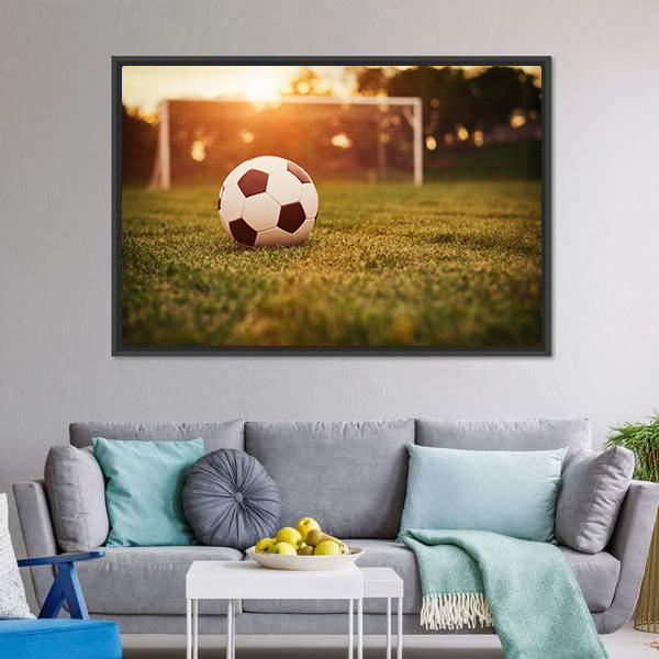 Soccer In Sunset Canvas Wall Art-3 Horizontal-Gallery Wrap-25" x 16"-Tiaracle
