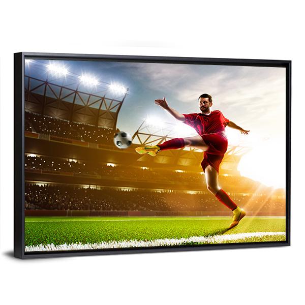 Soccer Player In Stadium Canvas Wall Art-3 Horizontal-Gallery Wrap-25" x 16"-Tiaracle