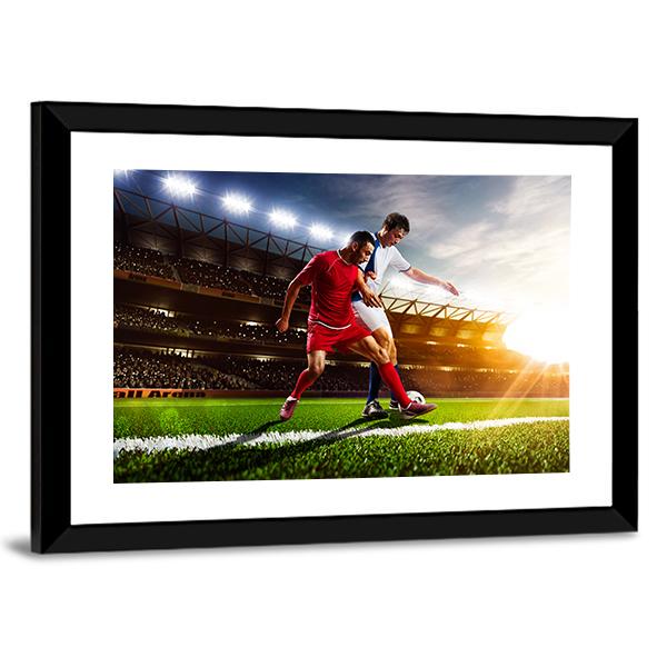 Soccer Players In Action Canvas Wall Art-3 Horizontal-Gallery Wrap-25" x 16"-Tiaracle