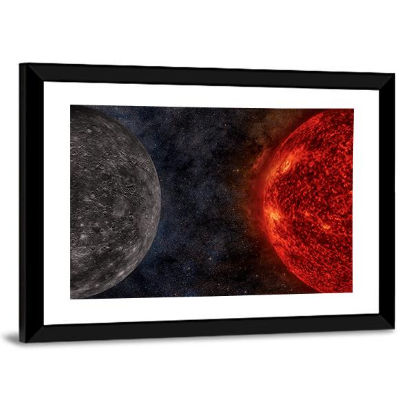Solar System - Mercury Canvas Wall Art-3 Horizontal-Gallery Wrap-25" x 16"-Tiaracle