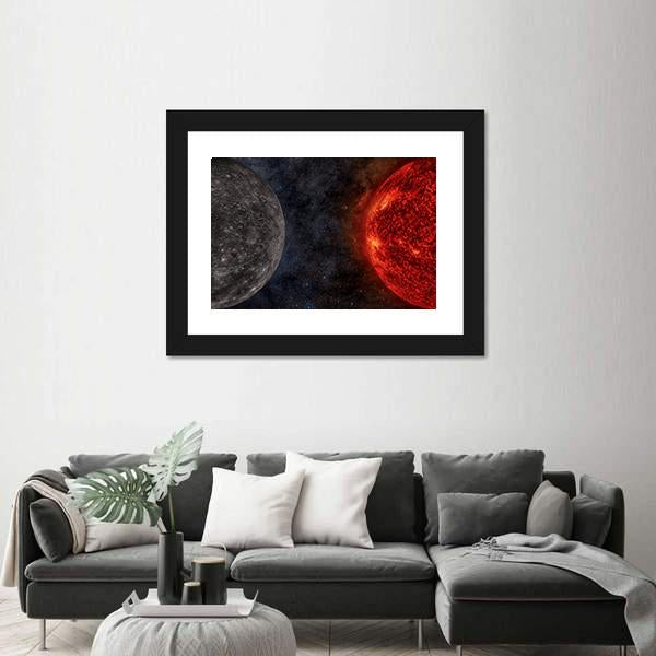 Solar System - Mercury Canvas Wall Art-3 Horizontal-Gallery Wrap-25" x 16"-Tiaracle