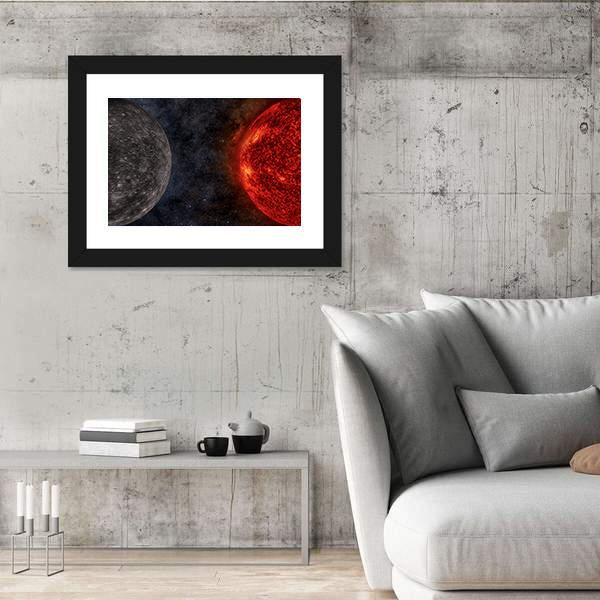 Solar System - Mercury Canvas Wall Art-3 Horizontal-Gallery Wrap-25" x 16"-Tiaracle
