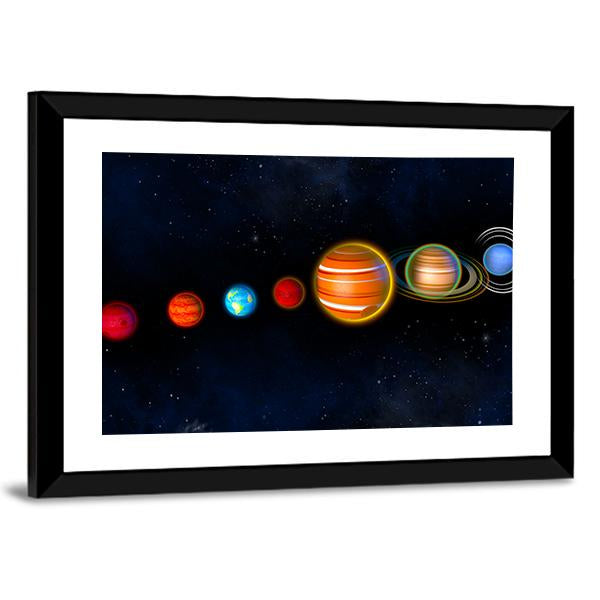 Solar System Planets Canvas Wall Art-3 Horizontal-Gallery Wrap-25" x 16"-Tiaracle