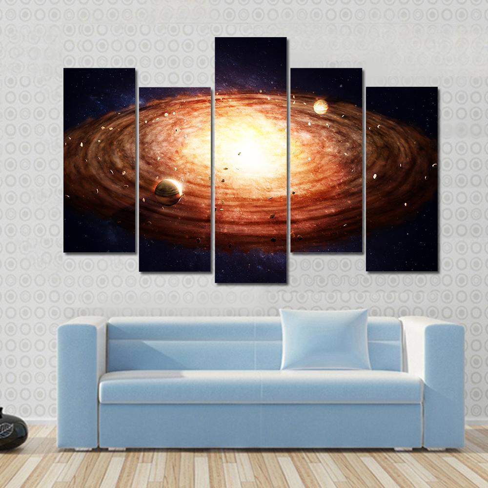 Solar System Protoplanetary Disk Canvas Wall Art-5 Pop-Gallery Wrap-47" x 32"-Tiaracle