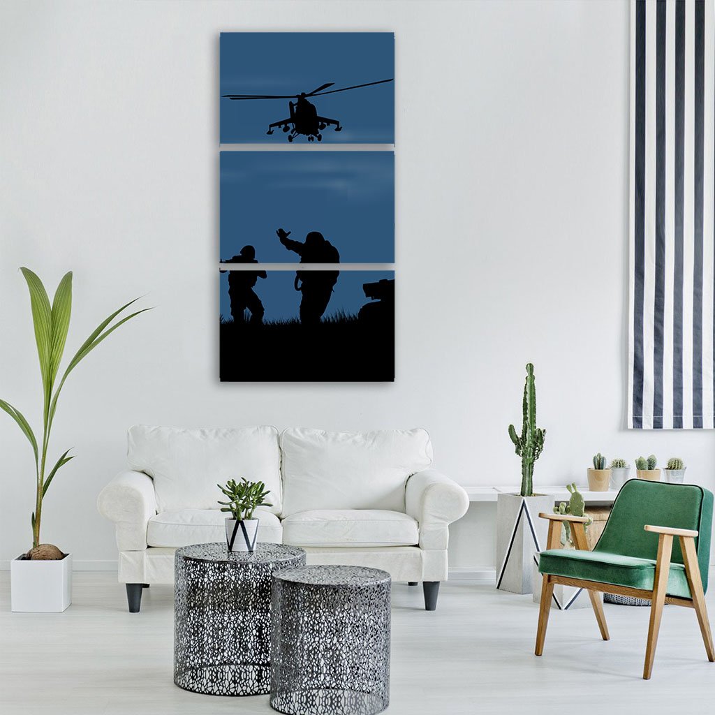 Soldiers Ready To Attack Vertical Canvas Wall Art-3 Vertical-Gallery Wrap-12" x 25"-Tiaracle