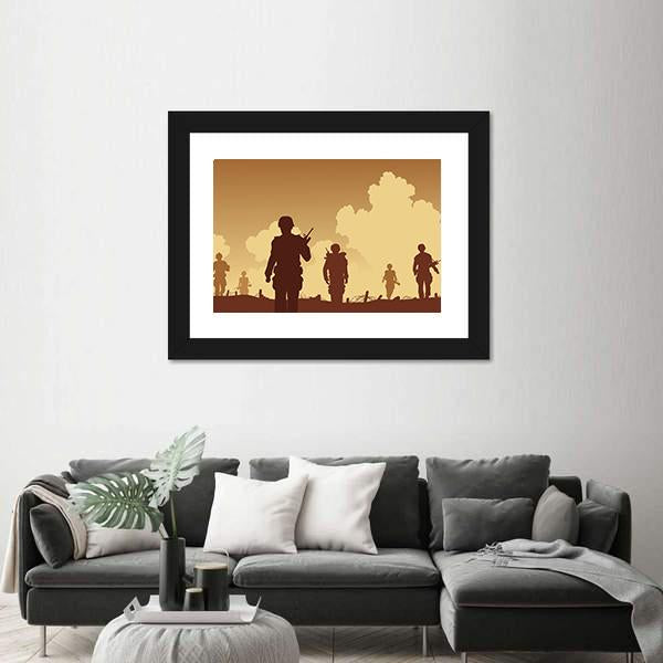 Soldiers Walking On Patrol Canvas Wall Art-3 Horizontal-Gallery Wrap-25" x 16"-Tiaracle