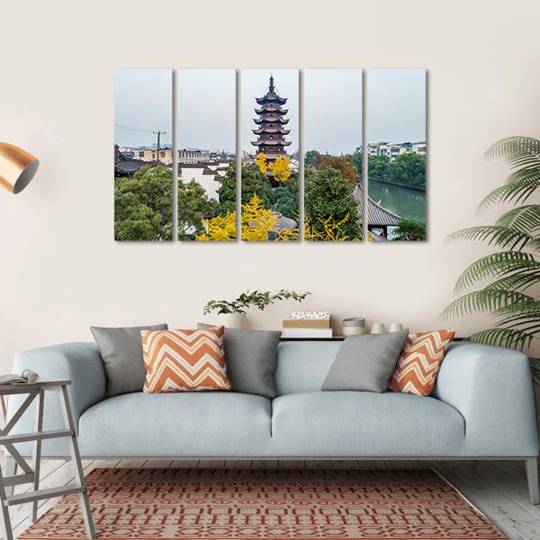 Songjiang Sijing Angola Tower Shanghai Canvas Wall Art-5 Horizontal-Gallery Wrap-22" x 12"-Tiaracle