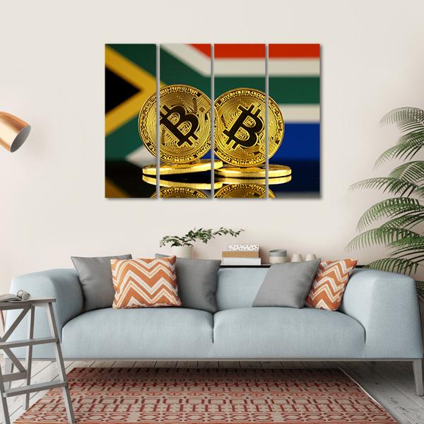 South Africa Flag With Bitcoin Canvas Wall Art-4 Horizontal-Gallery Wrap-34" x 24"-Tiaracle