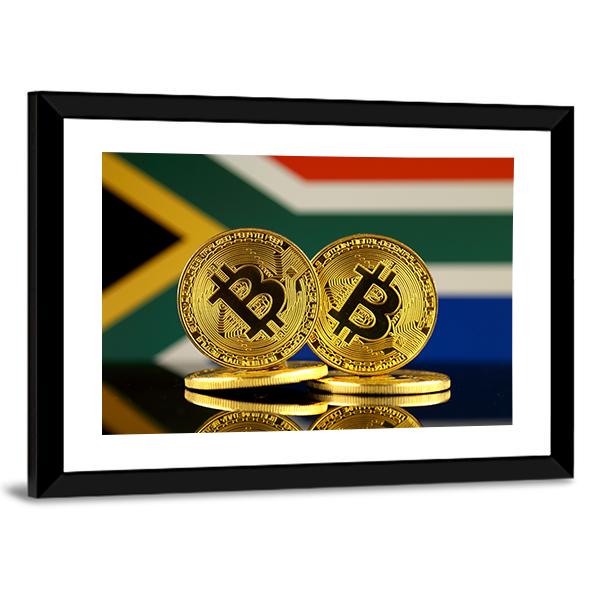 South Africa Flag With Bitcoin Canvas Wall Art-5 Horizontal-Gallery Wrap-22" x 12"-Tiaracle