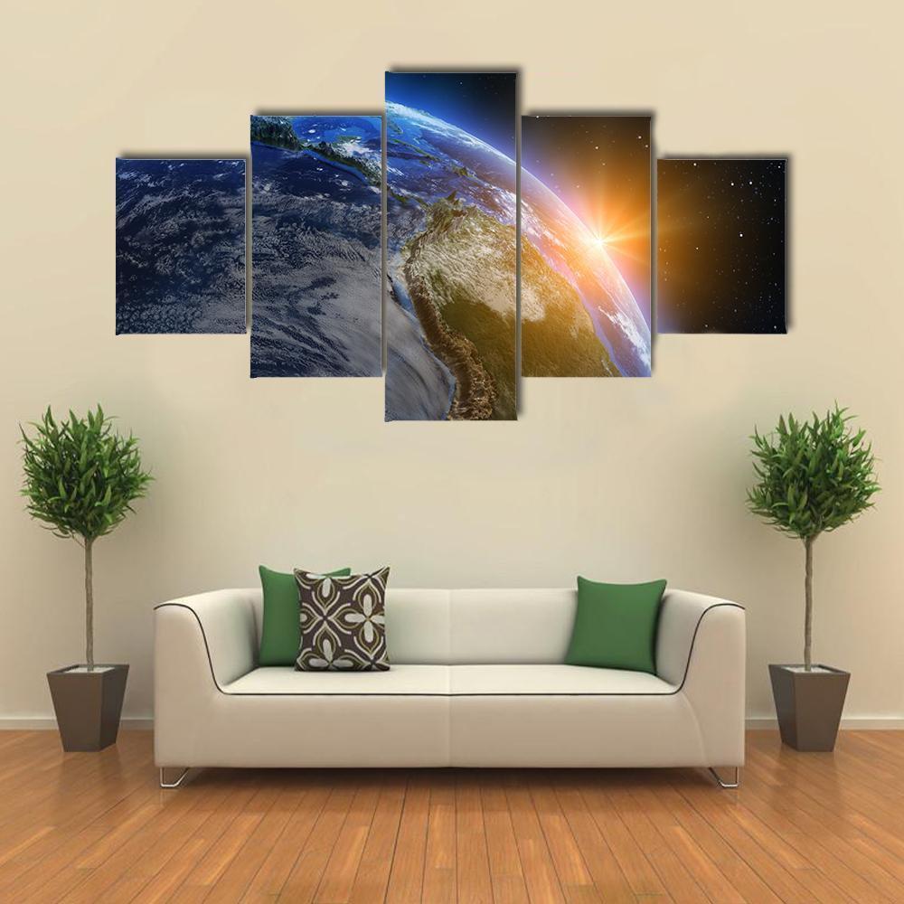 South America At Sunrise Canvas Wall Art-5 Star-Gallery Wrap-62" x 32"-Tiaracle