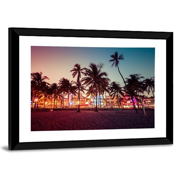South Beach In Florida Canvas Wall Art-3 Horizontal-Gallery Wrap-25" x 16"-Tiaracle