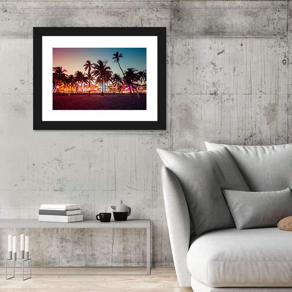 South Beach In Florida Canvas Wall Art-3 Horizontal-Gallery Wrap-25" x 16"-Tiaracle