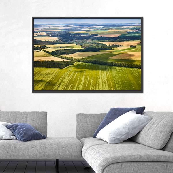 South Bohemian Landscape With Fields And Forests Canvas Wall Art-3 Horizontal-Gallery Wrap-25" x 16"-Tiaracle
