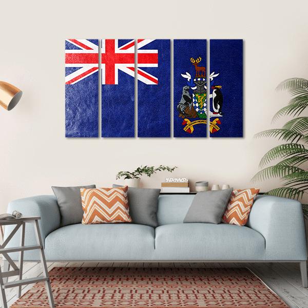 South Georgia And South Sandwich Island Flag Canvas Wall Art-5 Horizontal-Gallery Wrap-22" x 12"-Tiaracle