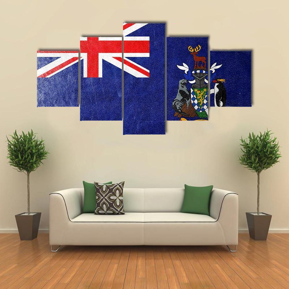 South Georgia And South Sandwich Island Flag Canvas Wall Art-5 Star-Gallery Wrap-62" x 32"-Tiaracle