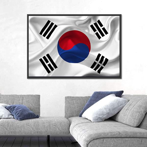 South Korea Waving Flag Canvas Wall Art-3 Horizontal-Gallery Wrap-25" x 16"-Tiaracle