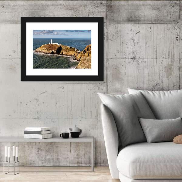 South Stack Lighthouse On Anglesey Canvas Wall Art-3 Horizontal-Gallery Wrap-25" x 16"-Tiaracle