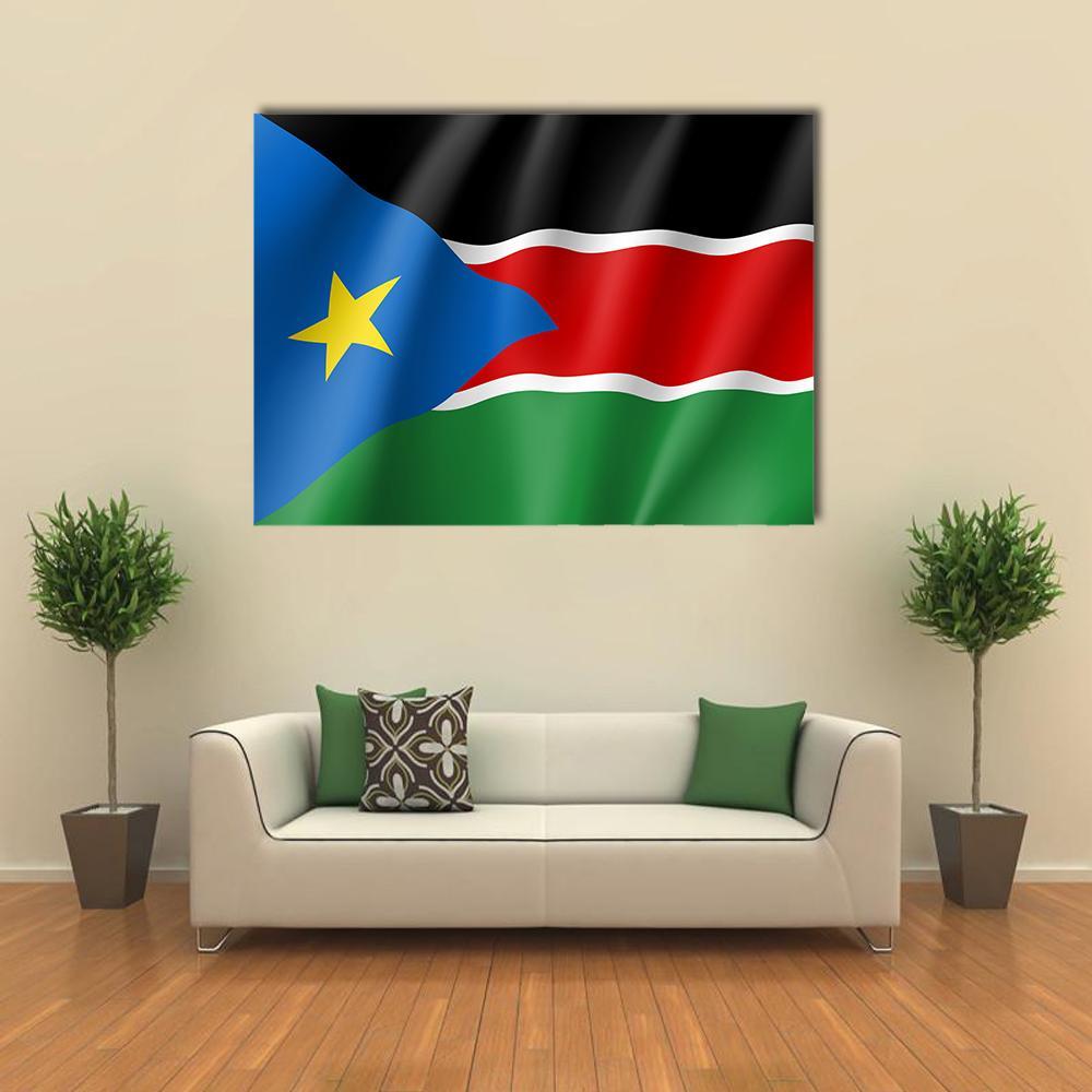 South Sudan Flag Canvas Wall Art-1 Piece-Gallery Wrap-36" x 24"-Tiaracle