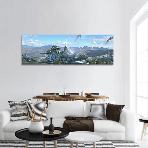 Space Elevators & Wheels Panoramic Canvas Wall Art-1 Piece-36" x 12"-Tiaracle