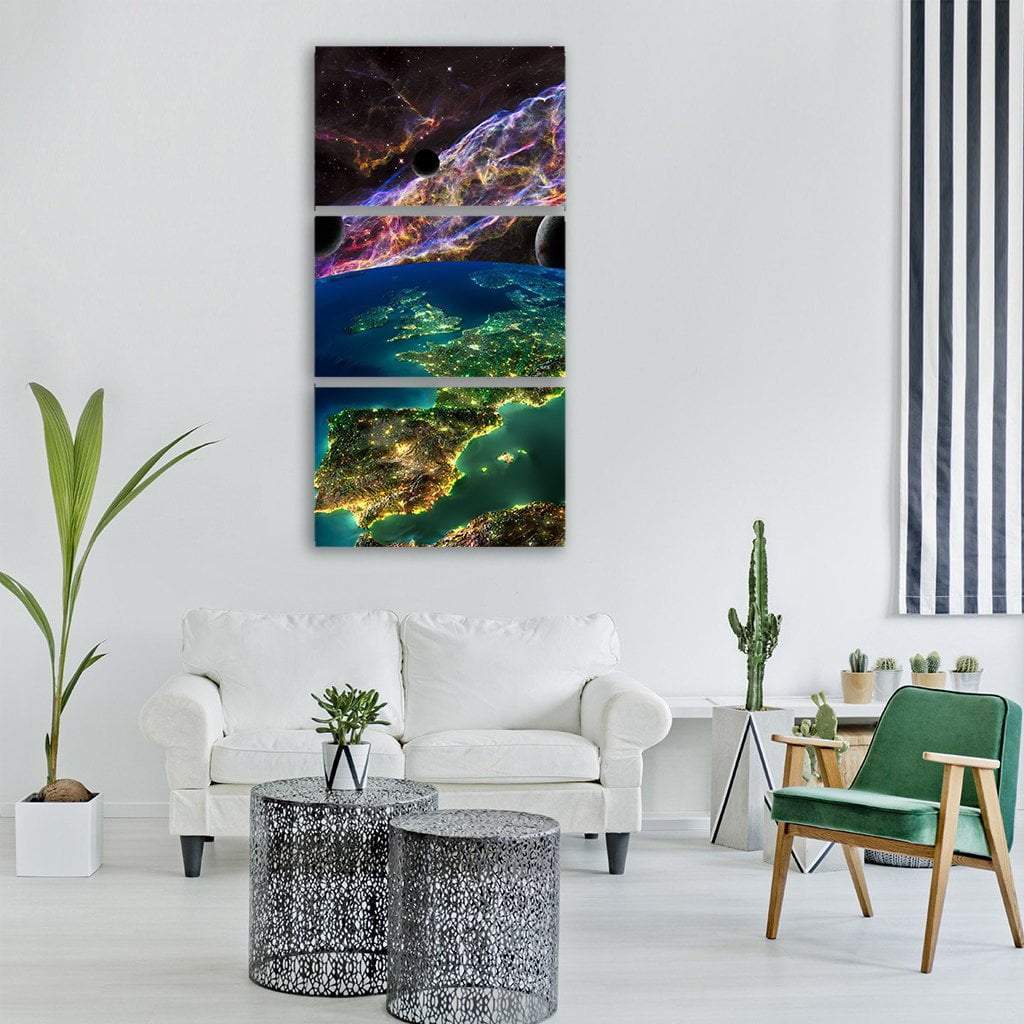 Space Nebula Galaxy Vertical Canvas Wall Art-3 Vertical-Gallery Wrap-12" x 25"-Tiaracle