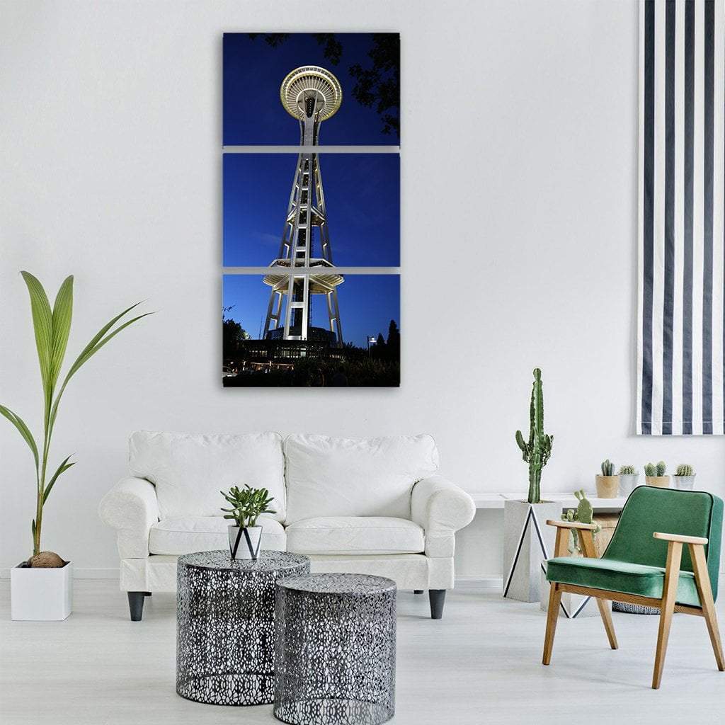 Space Needle In Seattle Washington Vertical Canvas Wall Art-3 Vertical-Gallery Wrap-12" x 25"-Tiaracle