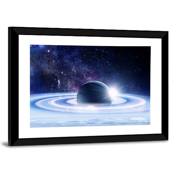 Space Planets And Nebula Canvas Wall Art-5 Horizontal-Gallery Wrap-22" x 12"-Tiaracle
