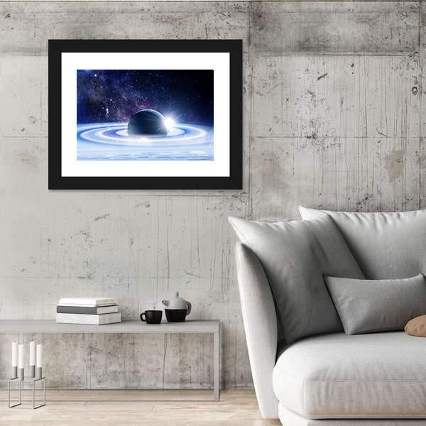 Space Planets And Nebula Canvas Wall Art-5 Horizontal-Gallery Wrap-22" x 12"-Tiaracle
