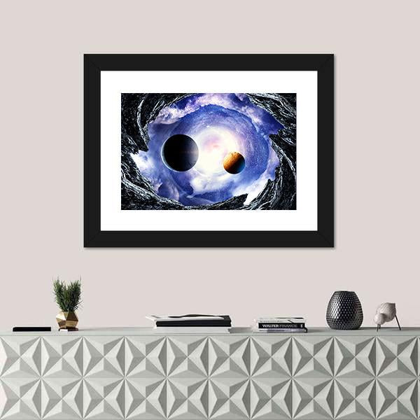 Space Planets And Starry Sky Canvas Wall Art-1 Piece-Framed Print-20" x 16"-Tiaracle