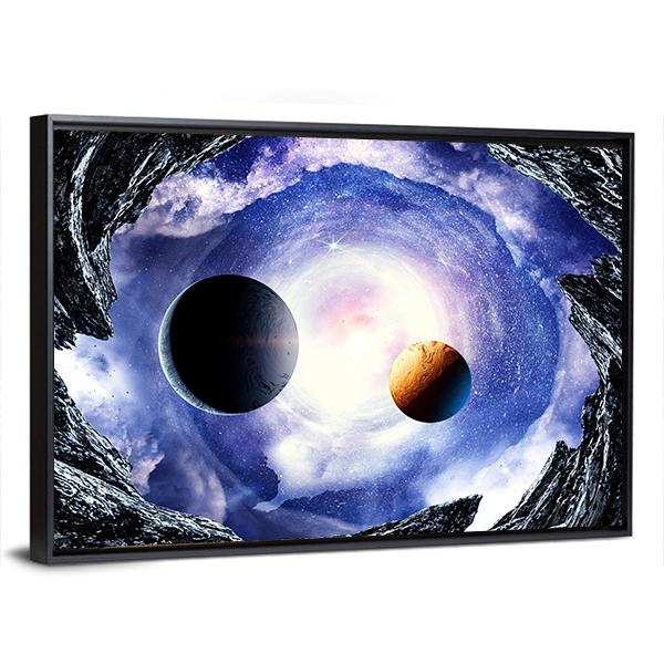 Space Planets And Starry Sky Canvas Wall Art-3 Horizontal-Gallery Wrap-25" x 16"-Tiaracle