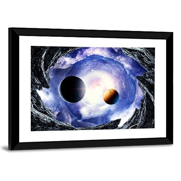 Space Planets And Starry Sky Canvas Wall Art-3 Horizontal-Gallery Wrap-25" x 16"-Tiaracle