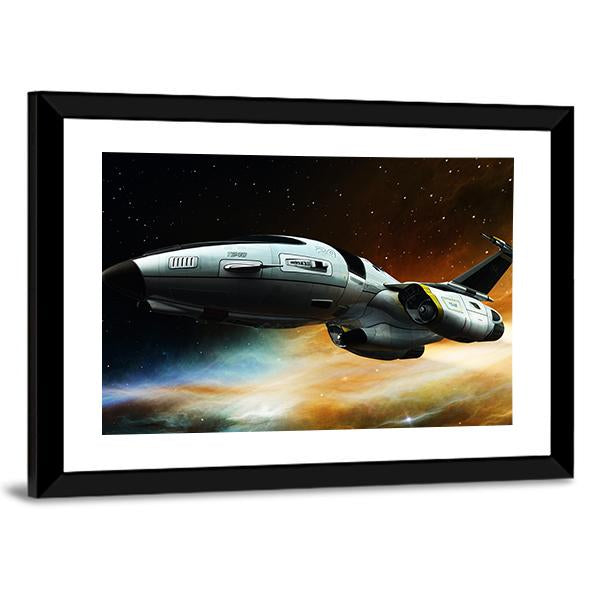 Space Ship Panoramic Canvas Wall Art-1 Piece-36" x 12"-Tiaracle
