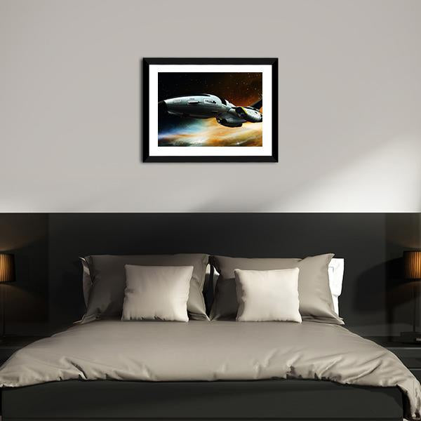 Space Ship Panoramic Canvas Wall Art-1 Piece-36" x 12"-Tiaracle