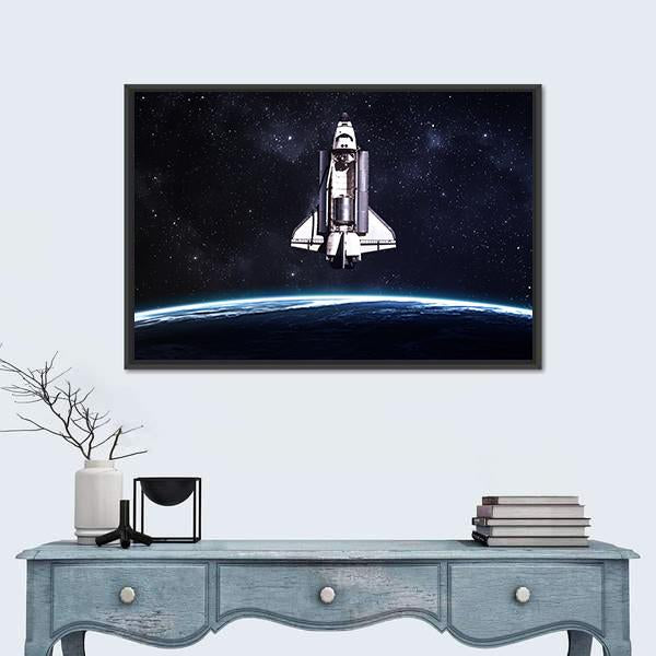 Space Shuttle Taking Off On A Mission Canvas Wall Art-1 Piece-Floating Frame-24" x 16"-Tiaracle