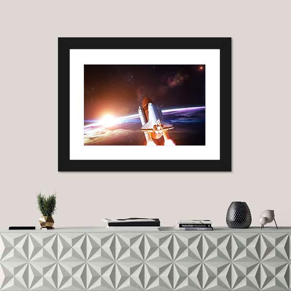 Space Shuttle Taking Off On A Mission Canvas Wall Art-1 Piece-Framed Print-20" x 16"-Tiaracle