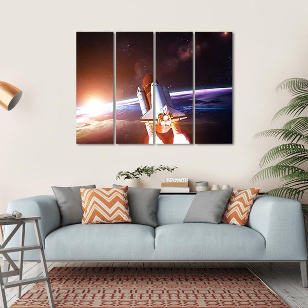 Space Shuttle Taking Off On A Mission Canvas Wall Art-4 Horizontal-Gallery Wrap-34" x 24"-Tiaracle