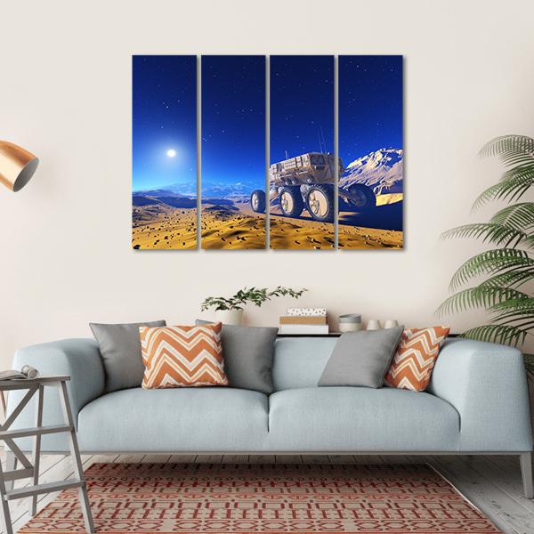 Space Transport Moves Along Mountain Canvas Wall Art-4 Horizontal-Gallery Wrap-34" x 24"-Tiaracle