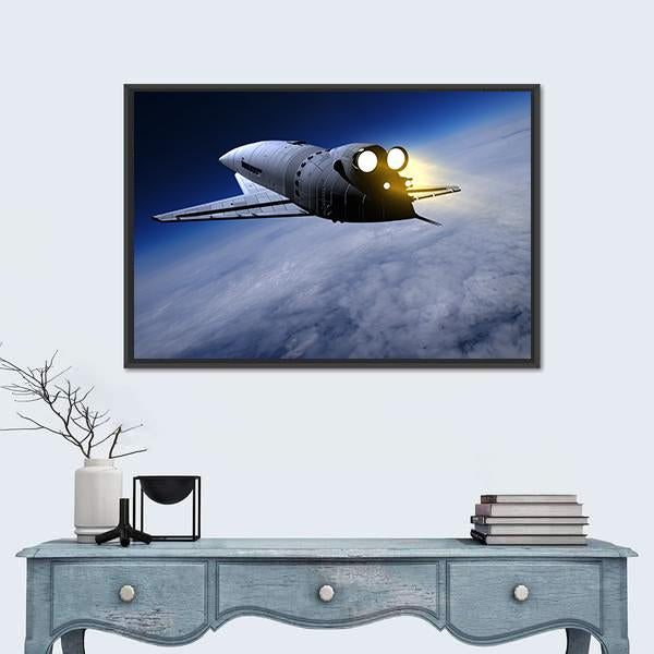 Space Transport On The Sky Canvas Wall Art-1 Piece-Floating Frame-24" x 16"-Tiaracle